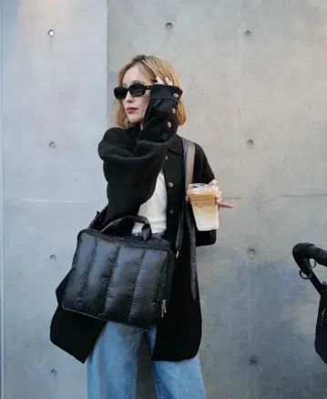 calin 퀼팅 마더스 파우치 백 -BLK-