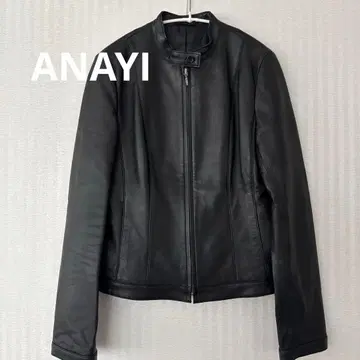 아나이 ANAYI 스테디셀러 램 가죽 지퍼 자켓 노카라 블랙