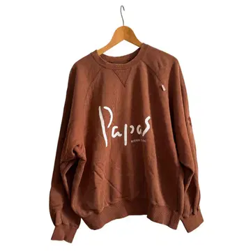 파파스 (Papas) 로고 맨투맨 브라운 L 사이즈