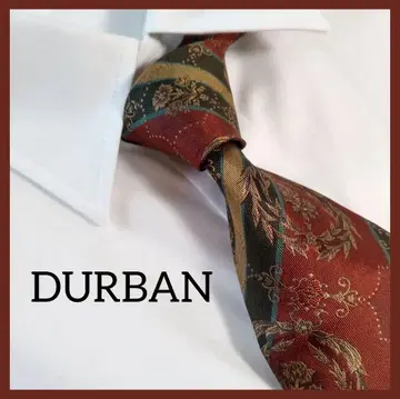 새상품급 더반 durban 넥타이 꽃무늬 스트라이프 레드 일본제