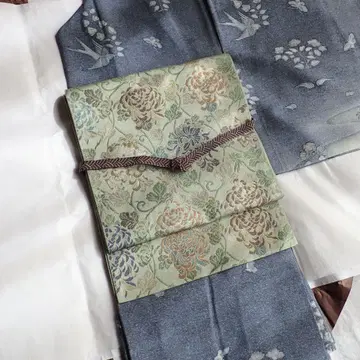 카와시마 직물 순수 실크 후쿠로 오비 육통