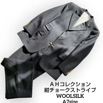 AH 네이비 초크 스트라이프 비즈니스 정장 울 캐시미어 싱글 3버튼 A7