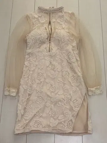 꽃무늬 자수 시스루 드레스