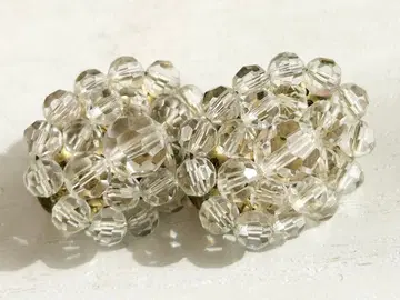 골동품 당시물 서독제 클리어 투명 꽃 vintage 귀찌