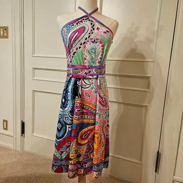 레오나르 페이즐리 무늬 슬리브리스 원피스 컨디션 최상