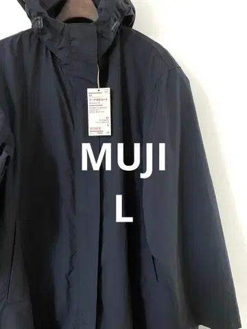 MUJI 발수/후드 부착 코트/ L /다크 네이비