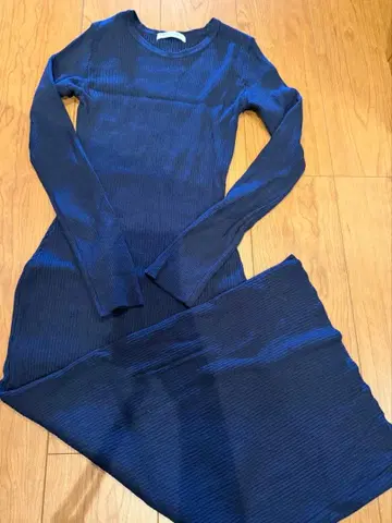 decool refining 네이비 리브 니트 원피스