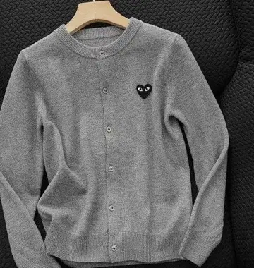 그레이 니트 가디건 하트 자수