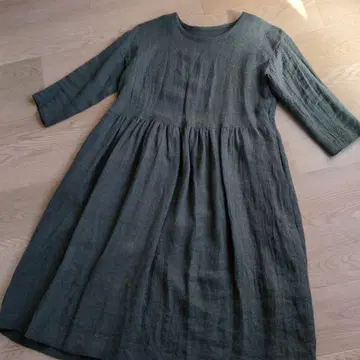 핸드메이드 작품 카키 롱 원피스 포켓 있음