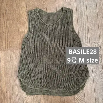 새상품급 바지레 28 린넨 니트 베스트 9호 M 카키 벤트토 레이어드