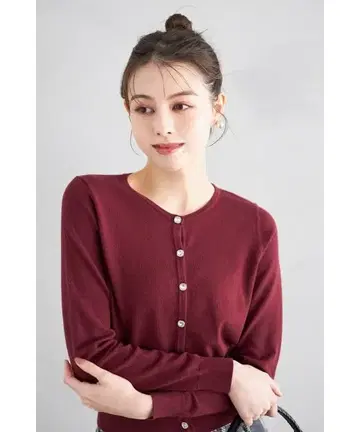 토코 클로젯 새상품 보습 시어버터 가공 비쥬 버튼 가디건 (보르도)