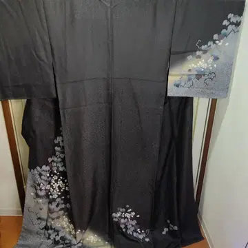 호몬기 블랙 베이스 꽃무늬 포도 순수 실크