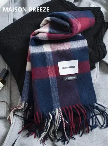MAISON BREEZE 오가닉 캐시미어 혼방 머플러 체크