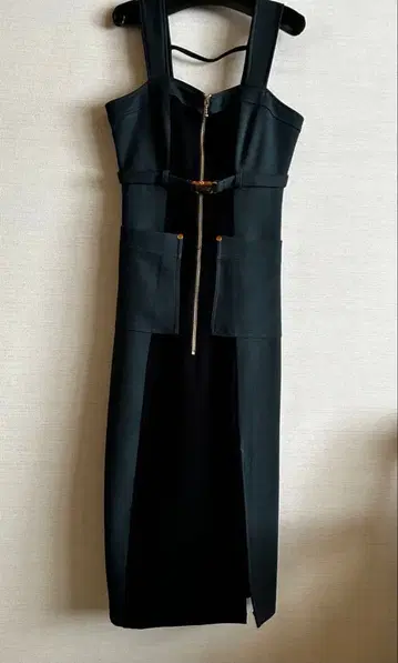 레이디 아젤 바이컬러 절개 롱 오버롤 스커트 블루 계열