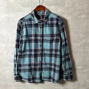 Eddie Bauer 플란넬 체크 셔츠 긴팔 XL 블루 계열 x 네이비