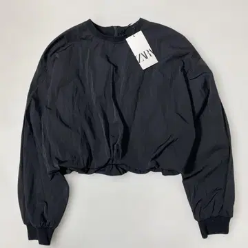 미사용 ZARA 대비 리브 크롭 나일론 풀오버
