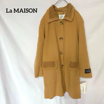 La MAISON 롱 코트 M 양모 80% 핸드메이드 옐로우 계열