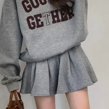 그레이 플리츠 스커트 미니 스커트