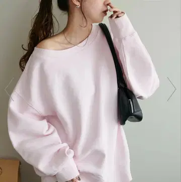 피그먼트 원숄더 맨투맨 핑크