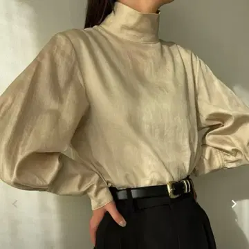 foufou 하이넥 드레스 셔츠 샴페인 골드