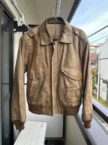vintage A-2 베이지 가죽 자켓