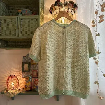 프랑스 vintage 니트 가디건 핸드메이드 볼레로 구제 의류