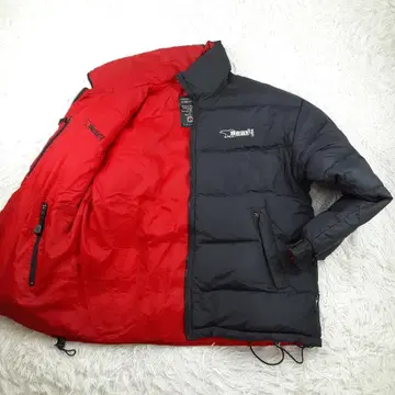 새상품급 Bear USA 베어 리버서블 다운 자켓 블랙 레드 로고 자수