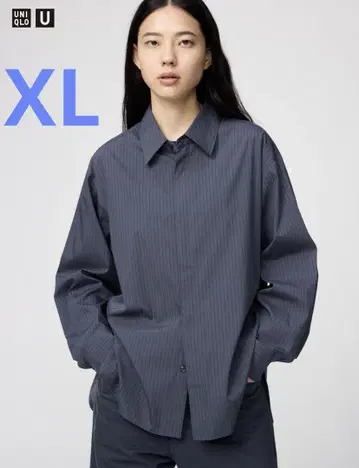 택 포함 새상품 UNIQLO U 유니클로 드레이프 셔츠 BLUE XL