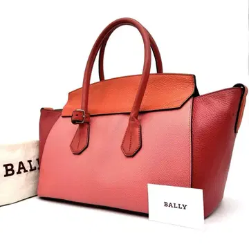 새상품급 발리 소메트 핸드 토트백 로고 가죽 A4 가능 핑크 빨간색