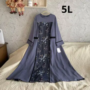 새상품*빅 사이즈 5L*페미닌 롱 원피스 드레스