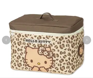헬로키티 레오파드 무늬 브라운 뚜껑 포함 수납 박스