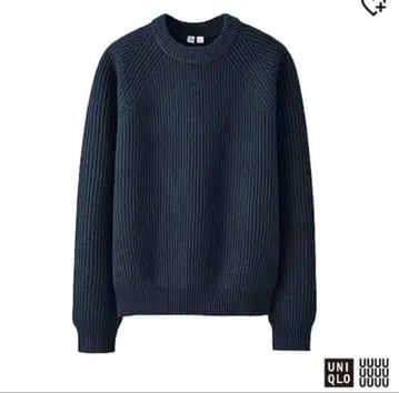 [UNIQLO U] 네이비 리브 뜨개질 크루넥 스웨터/네이비 새상품급