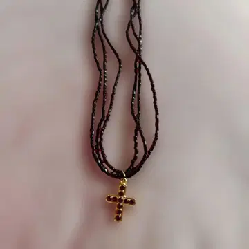 크로스 비즈 목걸이 앤티크