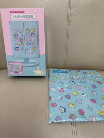 스누피 복권 삼면경 에코백 블루 세트