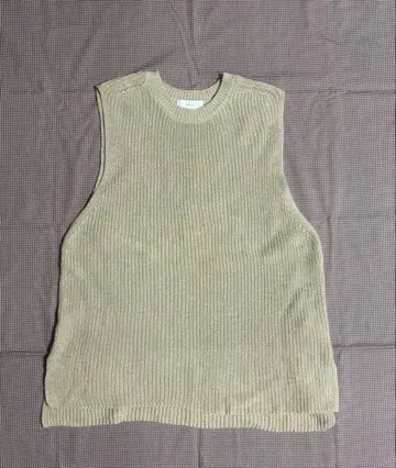 kagure 린넨코튼 니트 베스트 베이지