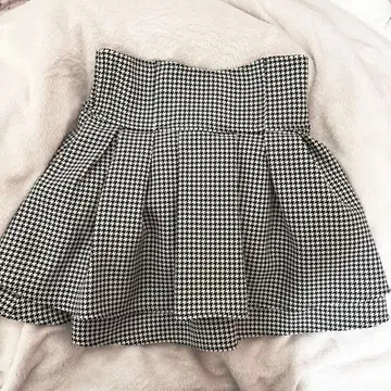 미셸 마카롱 슬림 레그 스커트 하운드투스 체크 패턴 S 사이즈