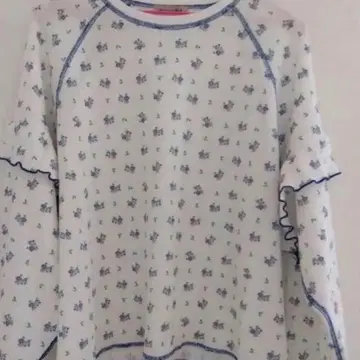 Samansa Mos2 와플 꽃무늬 배색 메로우 티셔츠