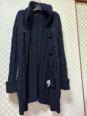 네이비 케이블 니트 가디건 38