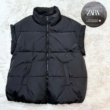 새상품급 ZARA 자라 오버 사이즈 퀼트 베스트 더블 지퍼 충전솜 블랙