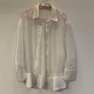 SNIDEL 화이트 쉬폰 긴팔 셔츠