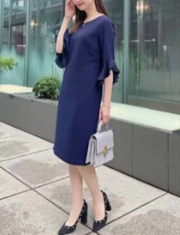 원피스 소매 2단 프릴 메탈바 쉬폰