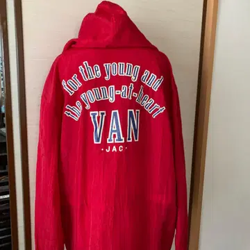 빨간색 나일론 자켓 후드 부착 VAN JAC
