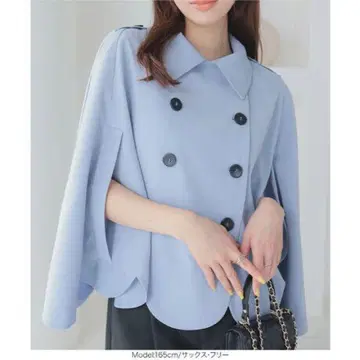 스캘럽 디자인 케이프 트렌치코트