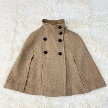 데프레 케이프 코트 카멜 울 판초 스탠드 카라 일본제