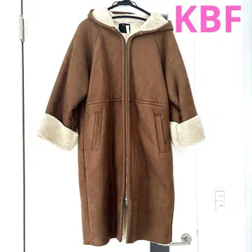 KBF 후드 부착 무스탕 코트 보아 코트 카멜색