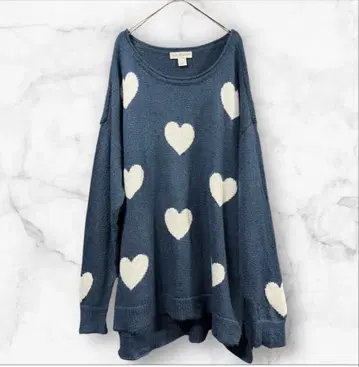 Christopher & Banks 하트 무늬 니트 스웨터 XL 넉넉한