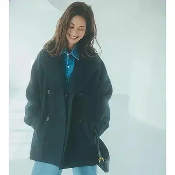 TICCA 티카 하피플라 스토어 별주 모헤어 피 코트 P 코트 네이비