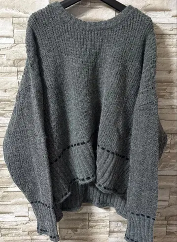 이시카와 라보 그레이 편직 니트 스웨터 긴팔