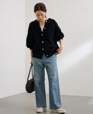 새상품급 FRAMeWORK 2WAY 골드 버튼 가디건 네이비