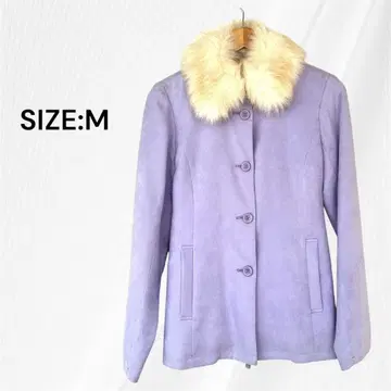 월드 코트 숏 스웨이드 느낌 퍼 부착 M 퍼플 일본제
